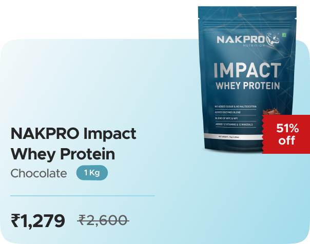 Hyugalife NAKPRO Impact Whey Protein 1kg | Isolate — effective ₹1279 (was ₹2600)